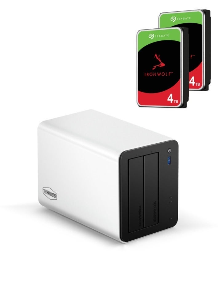 TERRAMASTER F2-425 Plus NAS Storage – 2Bay Intel N150 Quad-Core CPU, 8GB RAM DDR5, 5GbE LAN x 2, M.2 Slot x 3, Network Attached Storage for Teamwork, Multimedia Server 8TB Bundle with 2 X 4TB Seagate IronWolf - Image 1